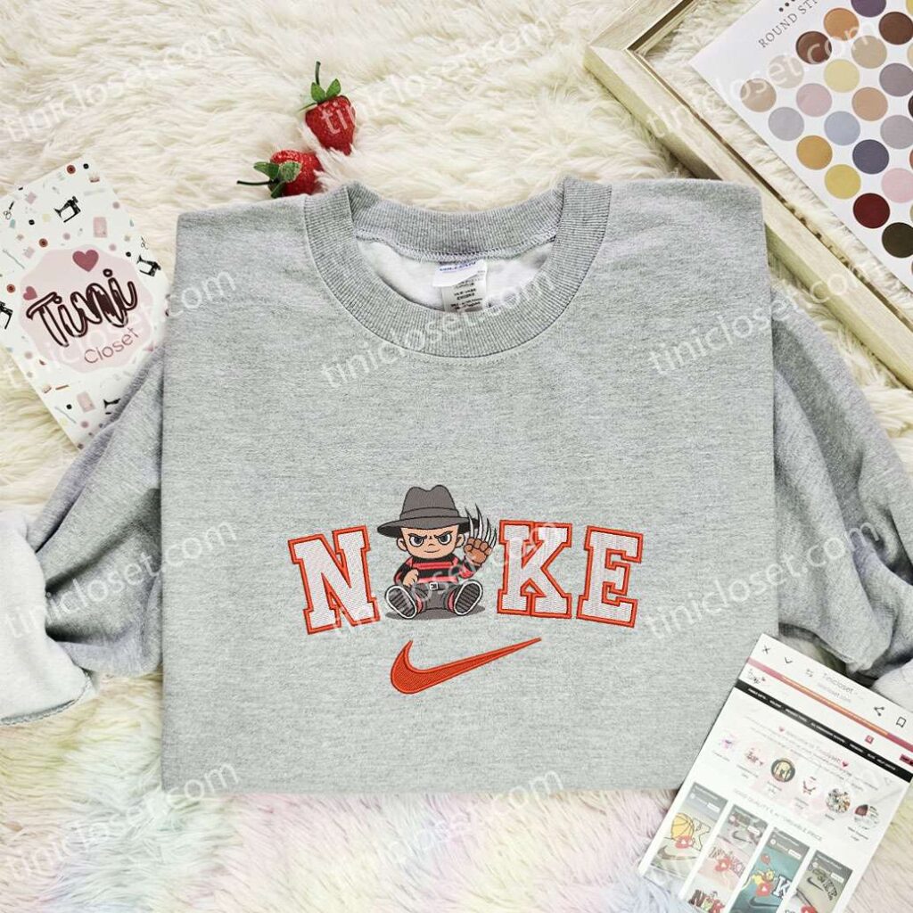 Baby Freddy Krueger Embroidered Shirt, Horror Movie Embroidered Hoodie, Halloween Embroidered Sweatshirt