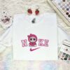 Baby Jason Voorhees Pink Bow Embroidered Shirt, Horror Movie Embroidered Hoodie, Halloween Embroidered Sweatshirt
