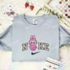 Pink Labubu Fluffy Monster Embroidered Shirt, Art Toy Embroidered Hoodie, Best Gift Idea