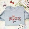 Pink Labubu With Heart Embroidered Shirt, Art Toy Embroidered Hoodie, Best Gift Idea