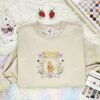Pooh Coquette Frame Embroidered Shirt, Disney Characters Embroidered Hoodie, Cartoon Embroidered T-Shirt