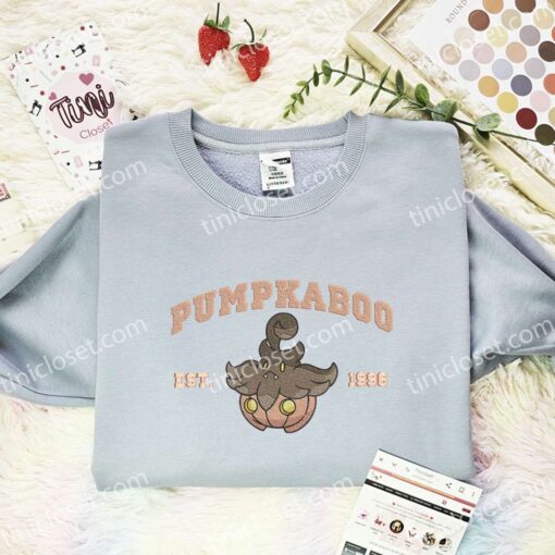 Pumpkaboo Est 1996 Embroidered Shirt, Pokemon Embroidered Hoodie, Anime Embroidered Sweatshirt