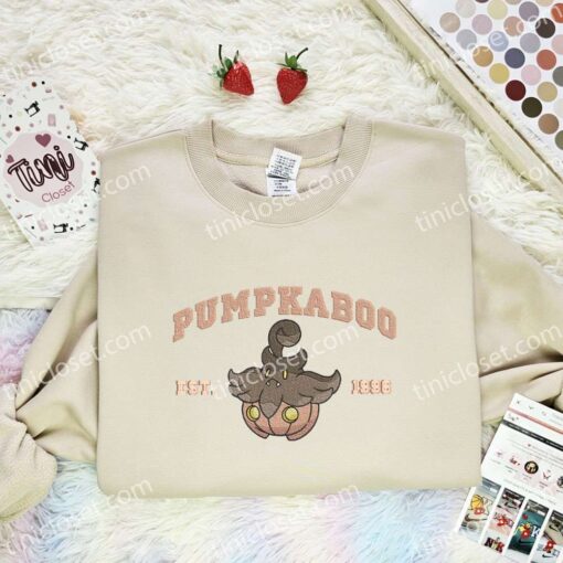 Pumpkaboo Est 1996 Embroidered Shirt, Pokemon Embroidered Hoodie, Anime Embroidered Sweatshirt
