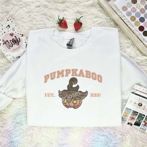 Pumpkaboo Est 1996 Embroidered Shirt, Pokemon Embroidered Hoodie, Anime Embroidered Sweatshirt