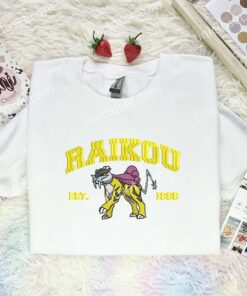 Raikou Est 1996 Embroidered Shirt, Pokemon Embroidered Hoodie, Anime Embroidered Sweatshirt (3)