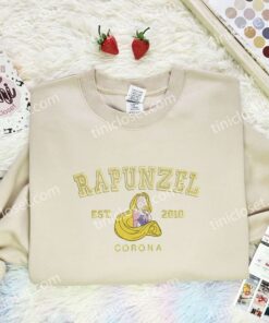 Rapunzel Corona Embroidered Shirt, Disney Princess Embroidered Hoodie, Disney Characters Embroidered T Shirt (3)