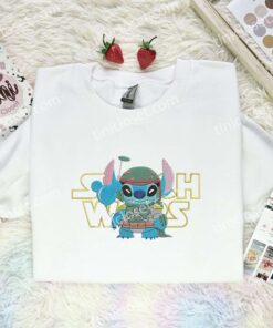 Stitch Boba Fett Embroidered Shirt, Star Wars Movie Embroidered Hoodie, Disney Characters Embroidered Sweatshirt (1)