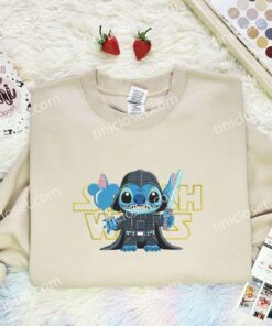 Stitch Cosplay Darth Vader Embroidered Shirt, Star Wars Movie Embroidered Hoodie, Disney Characters Embroidered Sweatshirt (1