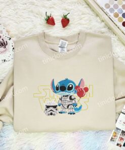 Stitch Stormtrooper Embroidered Shirt, Star Wars Movie Embroidered Hoodie, Disney Characters Embroidered Sweatshirt (1)
