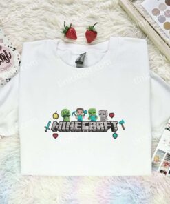 Funny Minecraft Characters Embroidered Shirt, Cartoon Embroidered Hoodie, Video Game Characters Embroidered T Shirt (2)