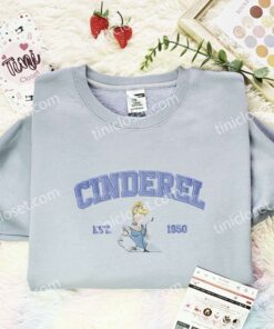 Cinderel Est 1950 Embroidered Shirt, Disney Princess Embroidered Hoodie, Disney Characters Embroidered Sweatshirt (1)