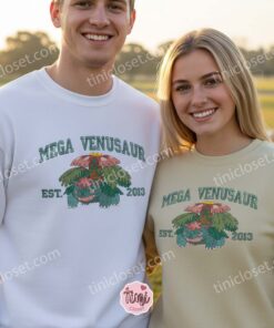 Pokemon Mega Venusaur Embroidered Sweatshirt, Anime Embroidered Hoodie, Venusaur Evolution Crewneck 1 Pokemon Mega Venusaur Embroidered Sweatshirt, Anime Embroidered Hoodie, Venusaur Evolution Crewneck (1)