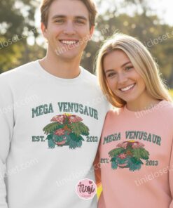 Pokemon Mega Venusaur Embroidered Sweatshirt, Anime Embroidered Hoodie, Venusaur Evolution Crewneck (2)