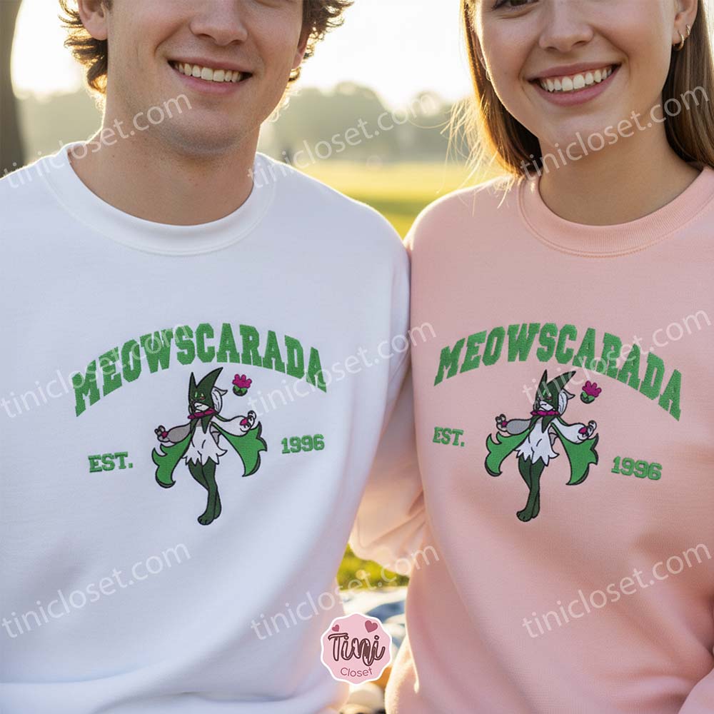 Pokemon Meowscarada Embroidered Sweatshirt, Anime Hoodie, Gen 9 Starter Crewneck Pokemon Meowscarada Embroidered Sweatshirt, Anime Hoodie, Gen 9 Starter Crewneck