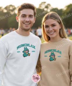 Retro Munchlax Est. 1996 Embroidered Shirt, Vintage 2000s Anime Style Sweatshirt, Cute Anime Crewneck (1)