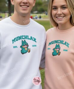 Retro Munchlax Est. 1996 Embroidered Shirt, Vintage 2000s Anime Style Sweatshirt, Cute Anime Crewneck (3)