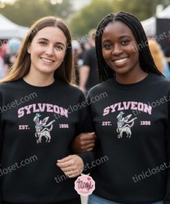 Sylveon Pokemon Embroidered Hoodie and Crewneck, Cute Eeveelution T shirt, Anime Varsity Streetwear (1)