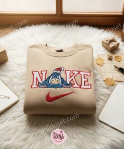 Eeyore Xmas Embroidered T-shirt, Winnie The Pooh Disney Embroidered T-shirt, Christmas Embroidered T-shirt 1 Nike Pooh Eeyore Xmas4