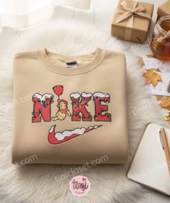 Winnie The Pooh With Balloon Xmas Embroidered Shirt, Christmas Embroidered Hoodie, Best Gifts For Family