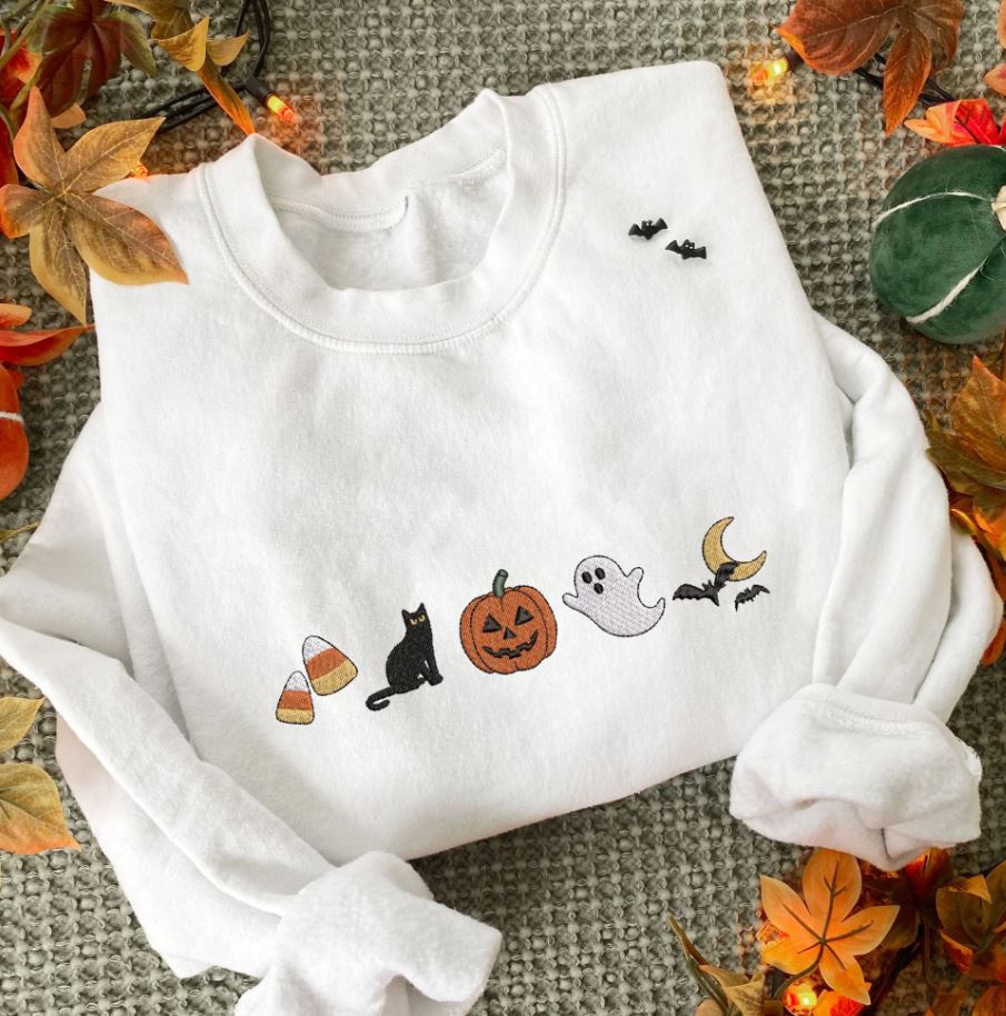The most enduring trend remains the classics: cute embroidered Halloween symbols.