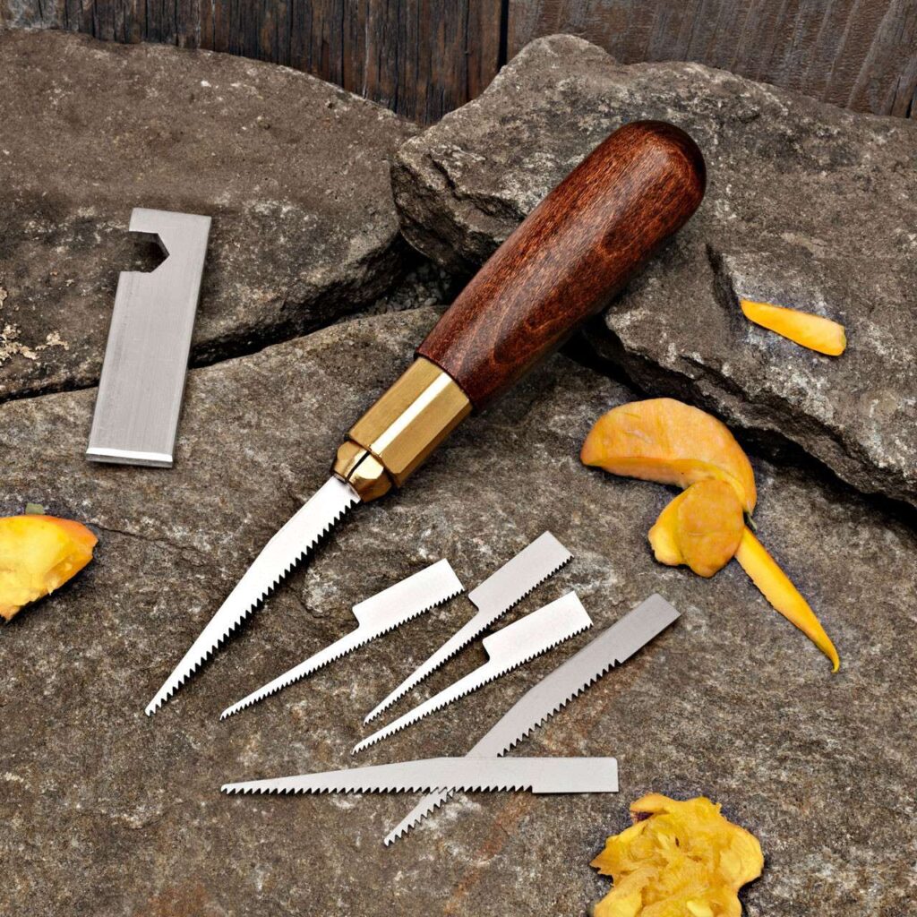 A high-quality wooden pumpkin carving kit can be used for years.