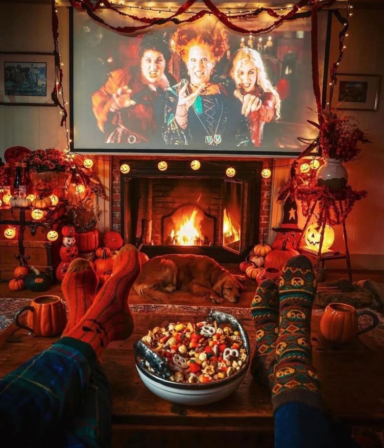 Movie nights remain a cornerstone of Halloween.