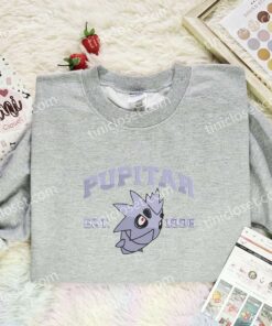 Pupitar Embroidered Shirt, Pokemon Embroidered Hoodie, Anime Embroidered Sweatshirt (3)
