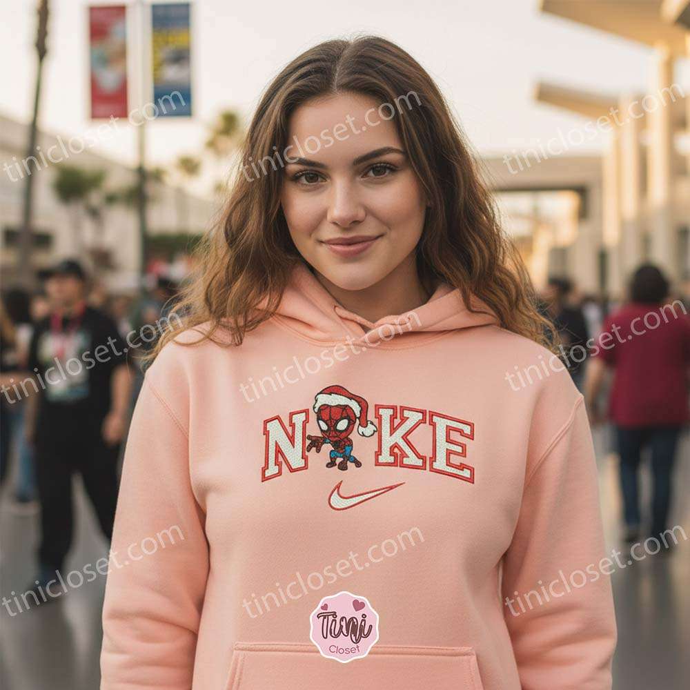 Spider-Man Embroidered Hoodie, Chibi Spiderman Christmas Sweatshirt, Cute Marvel Xmas Crewneck, Holiday Gift for Him Her Spider-Man Embroidered Hoodie, Chibi Spiderman Christmas Sweatshirt, Cute Marvel Xmas Crewneck, Holiday Gift for Him Her