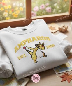 Ampharos Embroidered Sweatshirt, Pokemon Vintage Anime Est 1996 Crewneck, Just Because Gift for Him or Her