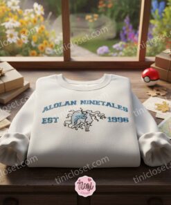 Alolan Ninetales Embroidered Pokémon Sweatshirt, Aesthetic University Crewneck, Romantic Gift for Her (1)