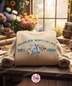 Alolan Ninetales Embroidered Pokémon Sweatshirt, Aesthetic University Crewneck, Romantic Gift for Her (3)