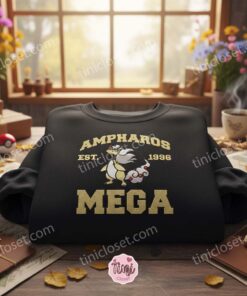 Mega Ampharos Embroidered Sweatshirt – Bestie matching shirts for Pokemon Lovers, Cute Anime Crewneck (1)