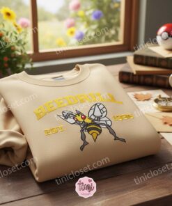 Beedrill Est 1996 Pokemon Embroidery Sweatshirt, Vintage Bug Type Crewneck, Boyfriend Hoodie Gift For Retro Gamers (4)