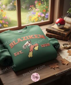 Blaziken Vintage Style Anime Crewneck, Pokemon Hoodie, Bestie matching shirts for Hoenn Region Fans (2)