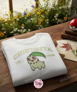 Chikorita Est 1996 Embroidered Crewneck, Pokemon Hoodie, Bestie Matching Shirts for Johto Region Fans (2)