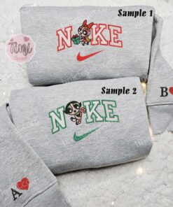 Blossom And Buttercup Christmas Powerpuff Girls Embroidered Shirts, Cartoon Embroidered Sweatshirts, Couple Embroidered Hoodies