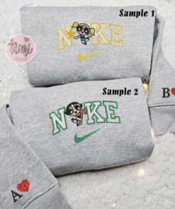 Bubbles And Buttercup Christmas Powerpuff Girls Embroidered Shirts, Cartoon Embroidered Sweatshirts, Couple Embroidered Hoodies