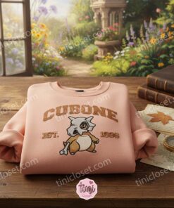 Cubone Est 1996 Embroidered Sweatshirt, Cozy Gifts For Girlfriend, Oversized Pokemon Pullover For Him (1)