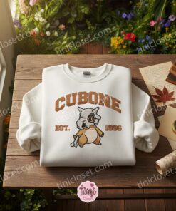 Cubone Est 1996 Embroidered Sweatshirt, Cozy Gifts For Girlfriend, Oversized Pokemon Pullover For Him (3)
