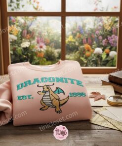 Dragonite Est 1996 Embroidered Sweatshirt, Cozy Pokemon Hoodie, Sending A Hug Gift