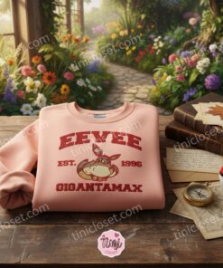 Gigantamax Eevee Est. 1996 Embroidered Hoodie, Retro Gaming Pullover, Boyfriend Hoodie Gift (1)