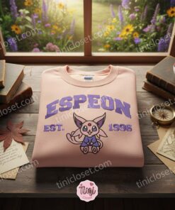 Espeon Est. 1996 Embroidered Crewneck, Cute Pokemon Eeveelution Shirt, Galentine Gift Ideas (1)