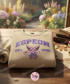 Espeon Est. 1996 Embroidered Crewneck, Cute Pokemon Eeveelution Shirt, Galentine Gift Ideas (2)