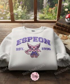 Espeon Est. 1996 Embroidered Crewneck, Cute Pokemon Eeveelution Shirt, Galentine Gift Ideas