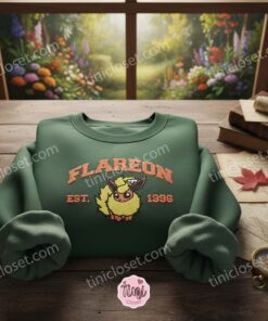 Flareon Pokemon Embroidered Sweatshirt, Est. 1996 Fire Type Crewneck, Anime Inspired Cozy Gifts For Girlfriend (1)