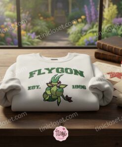 Flygon Pokemon Embroidered Sweatshirt, Dragon Type Crewneck, Vintage Anime Style, Just Because Gift For Him