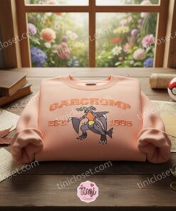 Garchomp Pokemon Embroidered Crewneck, Heavyweight Dragon Type Pullover, Anniversary Gift For Boyfriend and Girlfriend (1)