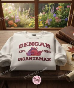 Gigantamax Gengar Embroidered Sweatshirt, Vintage Style Pokemon Est. 1996 Crewneck