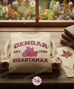 Gigantamax Gengar Embroidered Sweatshirt, Vintage Style Pokemon Est. 1996 Crewneck (3)