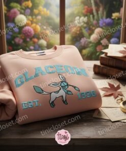 Glaceon Pokemon Embroidered Shirt, Eeveelution Crewneck, Bestie Matching Shirts 1 Glaceon Pokemon Embroidered Shirt, Eeveelution Crewneck, Bestie Matching Shirts (4)